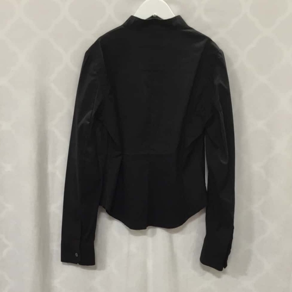 MAX MARA WEEKEND Black Cotton Lycra Button High Collar Office Long Sleeve Shirt - Picture 2 of 9